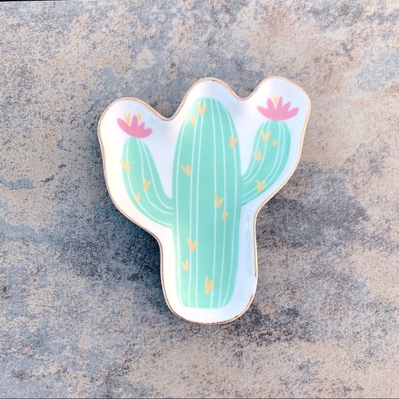 Ceramic Cactus Trinket Jewelry Dish - Picture 1 of 7